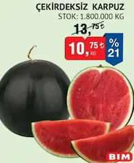 ÇEKİRDEKSİZ KARPUZ KG fiyat ve kampanya bilgisi